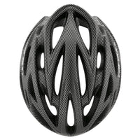 Schwarzer Fahrradhelm aus Carbonfaser, aerodynamisch, leicht, für Radsport und Sicherheit.