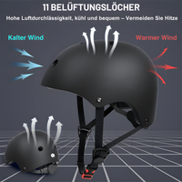 Schwarzer Fahrradhelm mit 11 Belüftungslöchern, kühlend, komfortabel, hitzevermeidend.