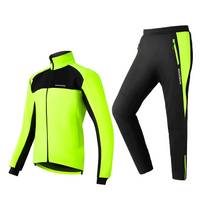 Neongelbe und schwarze Fahrradjacke und Hose, winddicht, atmungsaktiv, für Herren.
