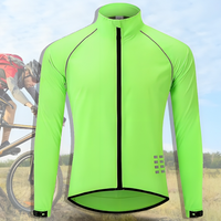 Neongrüne Fahrradjacke, winddicht, mit Reißverschluss, ideal für Radsport und Outdoor-Aktivitäten.