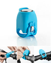 Blaue Fahrradklingel aus Silikon, einfach zu montieren, wetterfest, für Lenker geeignet.