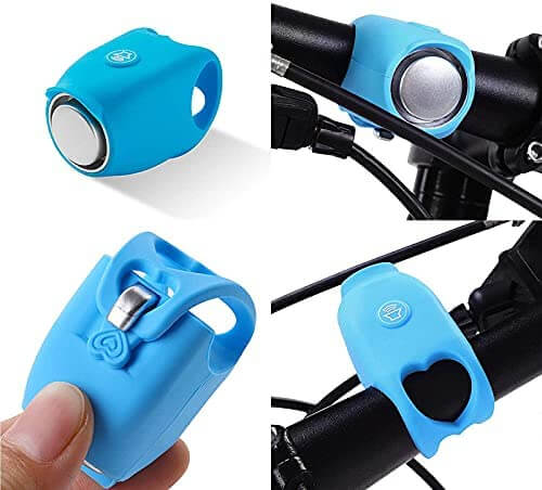 Blaue Fahrradklingel aus Silikon, wasserdicht, für Lenker, lauter Ton, einfach zu montieren.