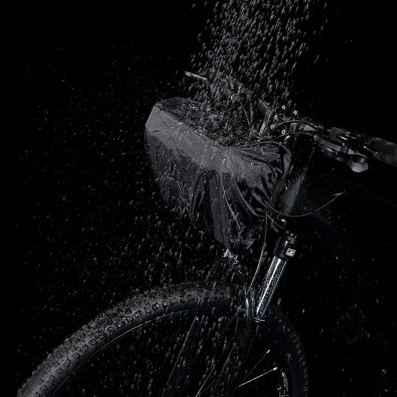 Wasserdichte schwarze Fahrradtasche, Regenabdeckung, robust, ideal für Outdoor-Abenteuer.