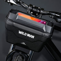 Fahrradlenkertasche Wild Man, schwarz, wasserdicht, mit Smartphone-Halterung, robustes Design.