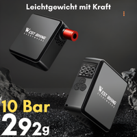 Tragbare Fahrradpumpe, schwarz, digital, 10 Bar, 292g, kompakt, leicht, West Biking.