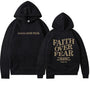 Schwarzer Unisex-Hoodie mit "Faith Over Fear"-Aufdruck, Baumwolle, Bibelvers, modisch.