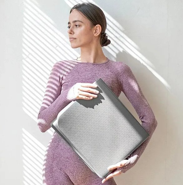 Faltbare Yogamatte, dick, grau, ideal für Reisen, Yoga, Pilates, Meditation, Bodenübungen.