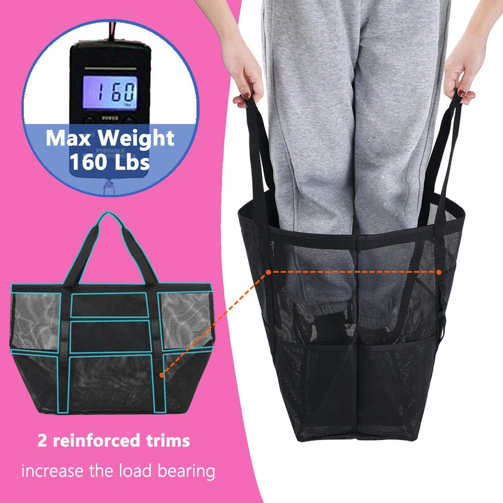 Kaufe 1, Erhalte 1 GRATIS – Extra Große Durchsichtige Mesh-Strandtasche mit 8 Taschen – ClearWave