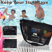 Kaufe 1, Erhalte 1 GRATIS – Extra Große Durchsichtige Mesh-Strandtasche mit 8 Taschen – ClearWave