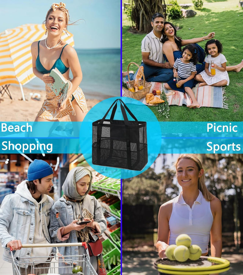 Kaufe 1, Erhalte 1 GRATIS – Extra Große Durchsichtige Mesh-Strandtasche mit 8 Taschen – ClearWave