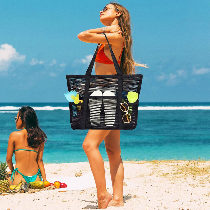 Kaufe 1, Erhalte 1 GRATIS – Extra Große Durchsichtige Mesh-Strandtasche mit 8 Taschen – ClearWave