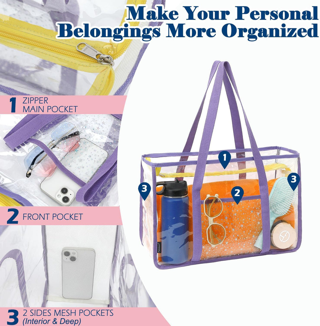 Kaufe 1, Erhalte 1 GRATIS – Extra Große Durchsichtige Mesh-Strandtasche mit 8 Taschen – ClearWave