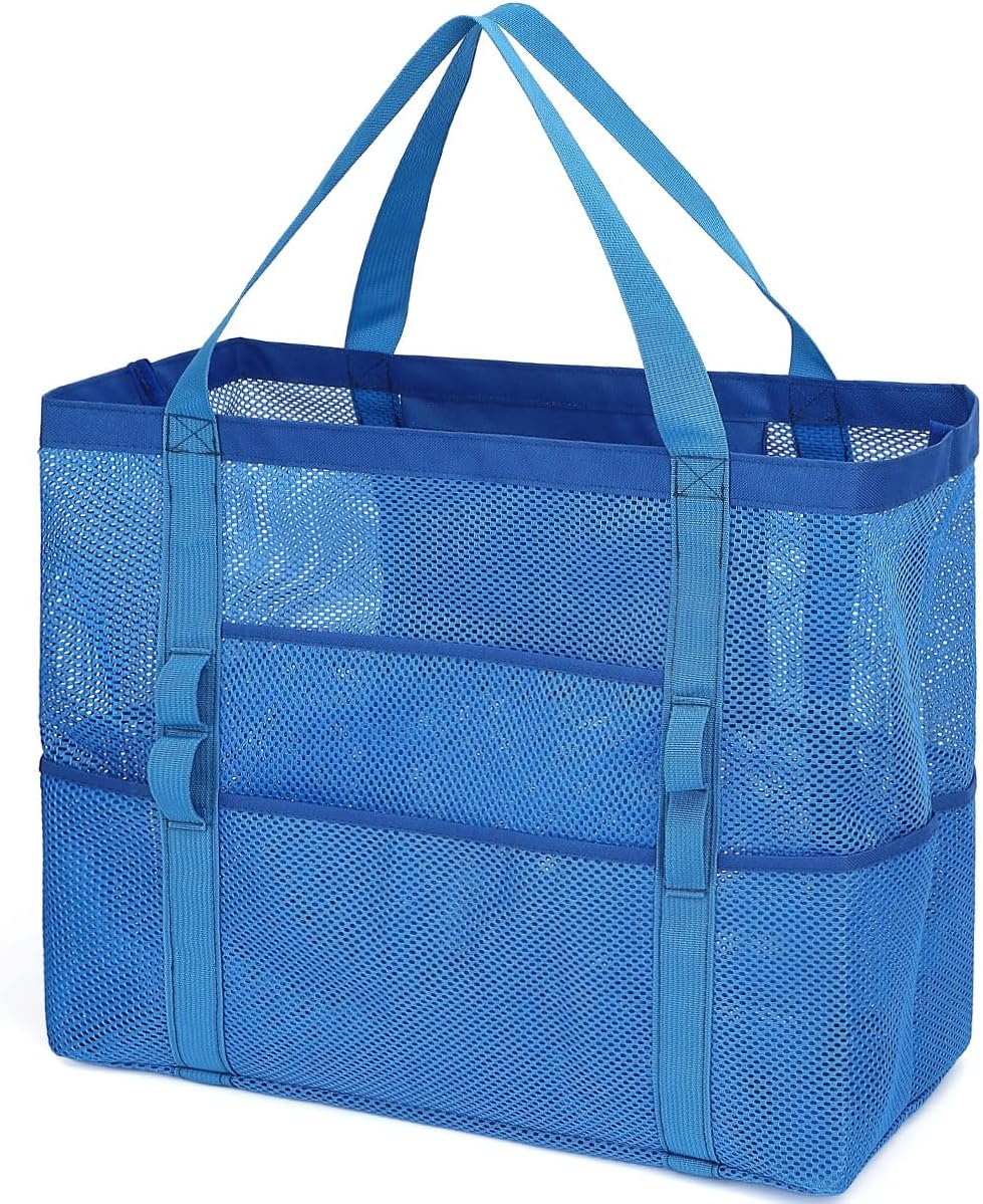 Kaufe 1, Erhalte 1 GRATIS – Extra Große Durchsichtige Mesh-Strandtasche mit 8 Taschen – ClearWave