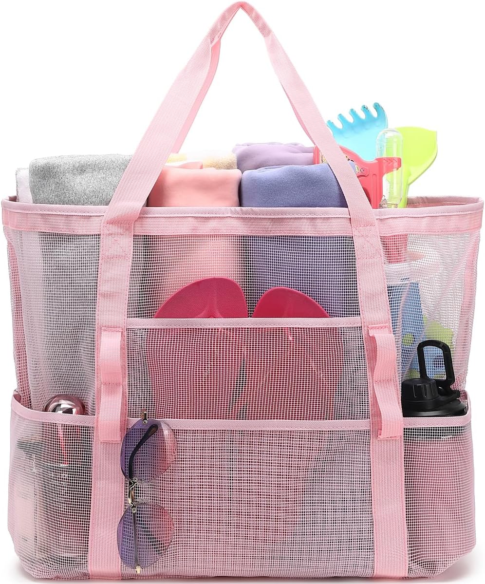 Kaufe 1, Erhalte 1 GRATIS – Extra Große Durchsichtige Mesh-Strandtasche mit 8 Taschen – ClearWave