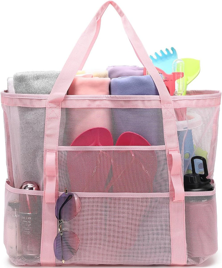 Kaufe 1, Erhalte 1 GRATIS – Extra Große Durchsichtige Mesh-Strandtasche mit 8 Taschen – ClearWave