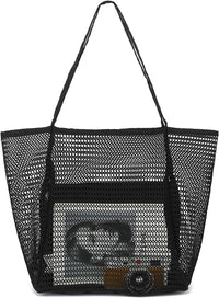 Kaufe 1, Erhalte 1 GRATIS – Extra Große Durchsichtige Mesh-Strandtasche mit 8 Taschen – ClearWave