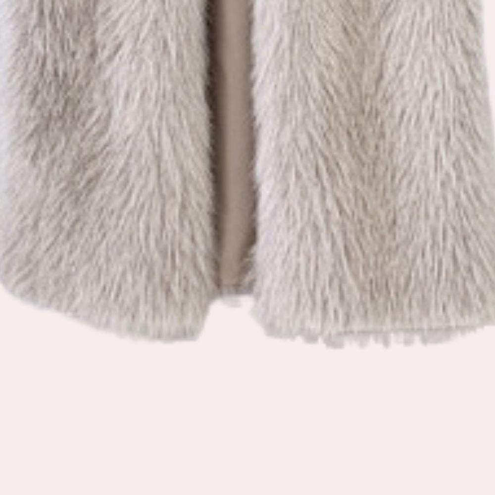 Kunstpelz Weste Damen, beige, flauschig, modisch, Winterbekleidung, warm, elegant, stilvoll.