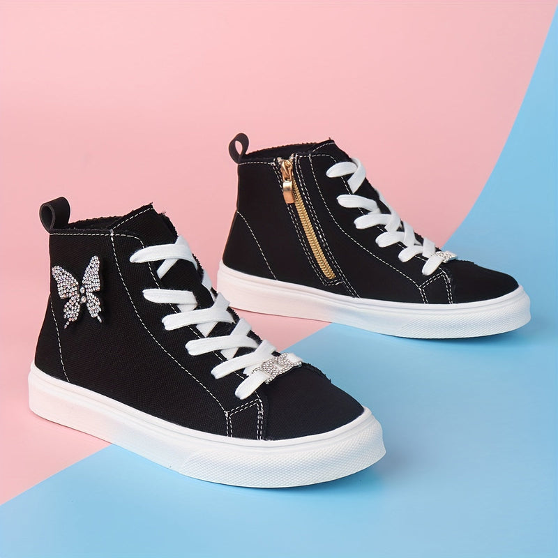 Hohe Canvas-Kindersneaker Lunel | mit Schmetterlingsschleife | Stilvoll & Verspielt