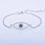 Silberarmband mit blauem Kristall, Auge-Design, Damen-Schmuck, modisch, elegant.