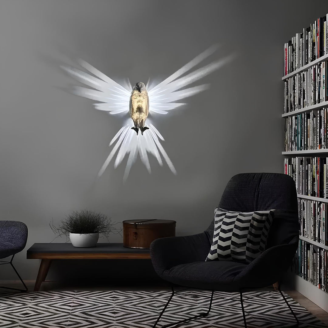 Wandlampe Vogel-Design, LED, modern, Wohnzimmer, dekorative Beleuchtung, weiß, stilvoll.