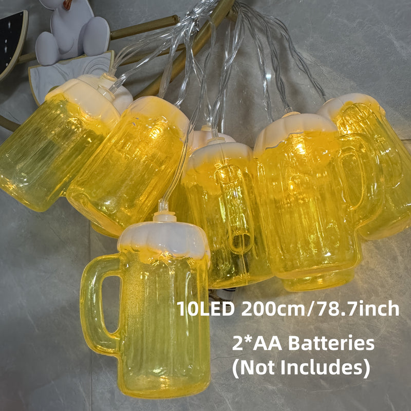 2 Stück LED Bierkrug Lichterkette – LichterBier Oktoberfest 2025