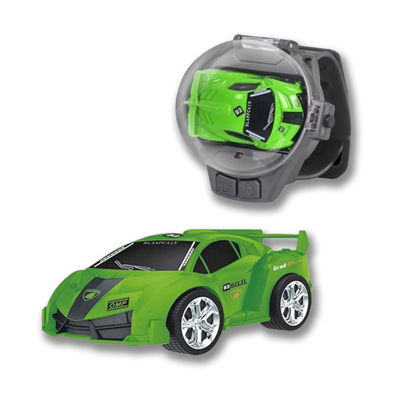Grünes ferngesteuertes Auto mit Uhr-Controller, Spielzeug, Kinder, Geschenkidee.