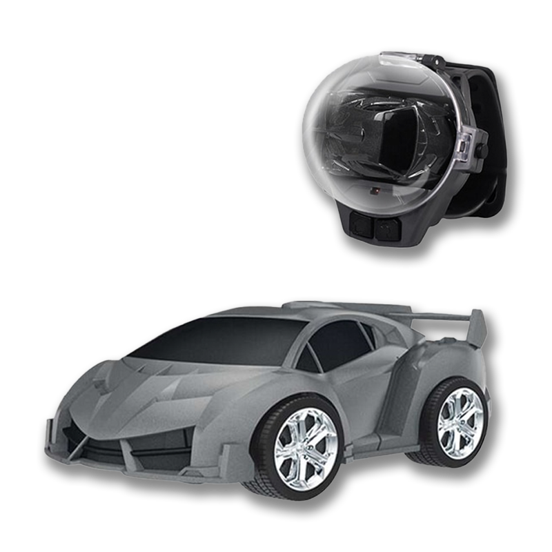 Graues ferngesteuertes Auto mit Kamera, glänzende Felgen, Spielzeugauto für Kinder, robustes Design.