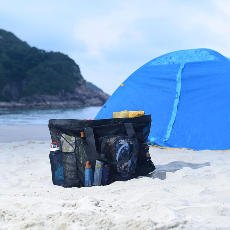 Extra-große Mesh-Strandtasche mit Reißverschluss – sandfreie Tasche (Kaufe 1, erhalte 1 GRATIS)