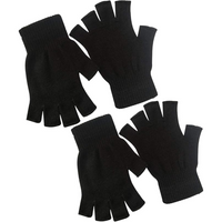 Schwarze fingerlose Strickhandschuhe, Unisex, warm, Winteraccessoire, 2 Paar