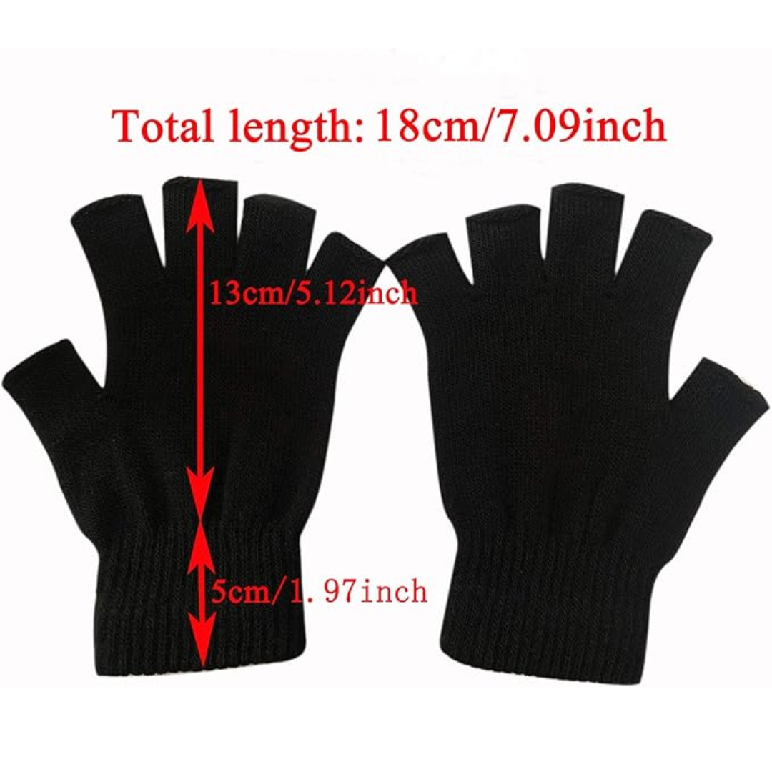 Schwarze fingerlose Handschuhe, gestrickt, Unisex, 18cm Länge, ideal für Herbst und Winter.