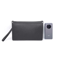 Herren Echtleder Business Clutch mit Fingerabdruckschloss – Schwarz