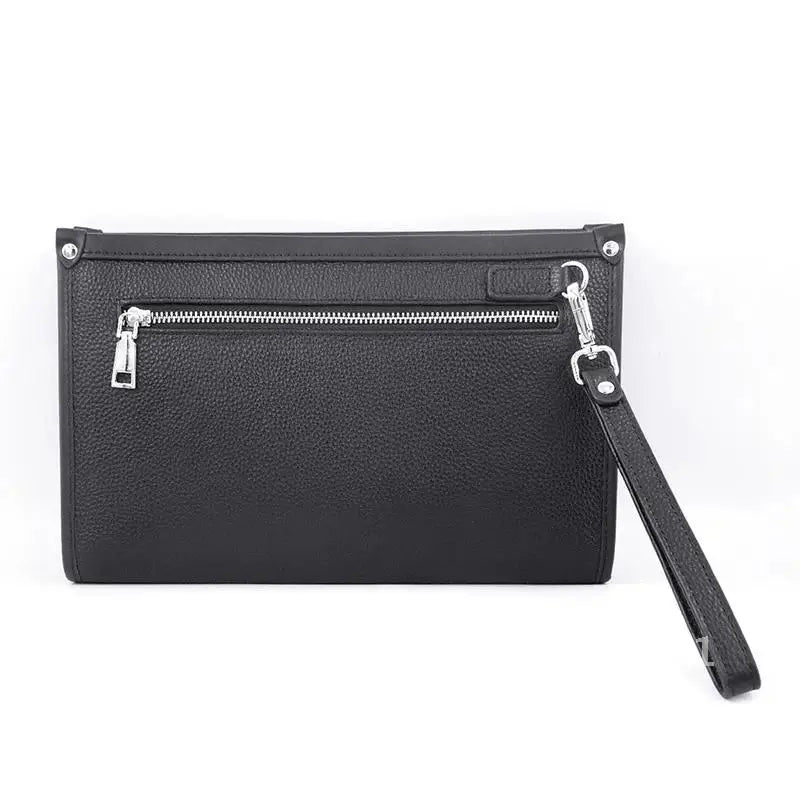 Herren Echtleder Business Clutch mit Fingerabdruckschloss – Schwarz