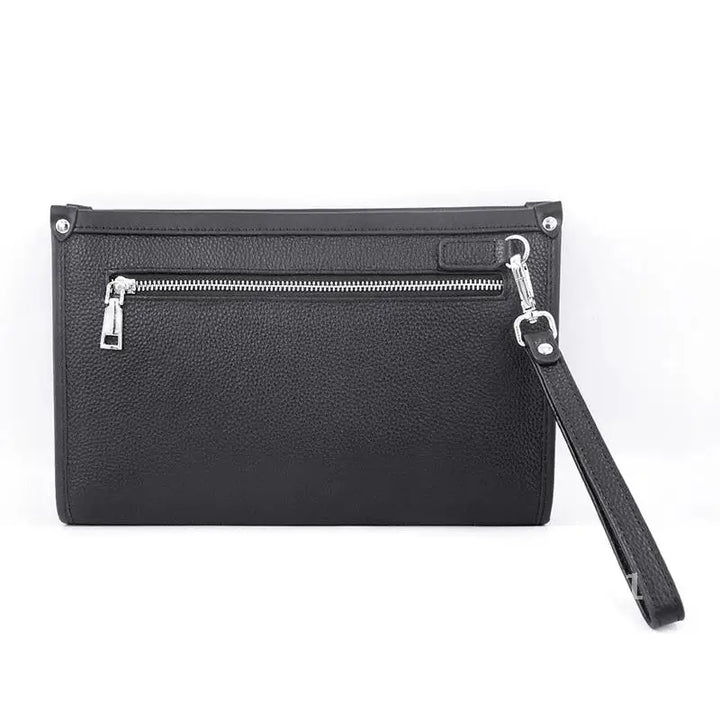 Herren Echtleder Business Clutch mit Fingerabdruckschloss – Schwarz