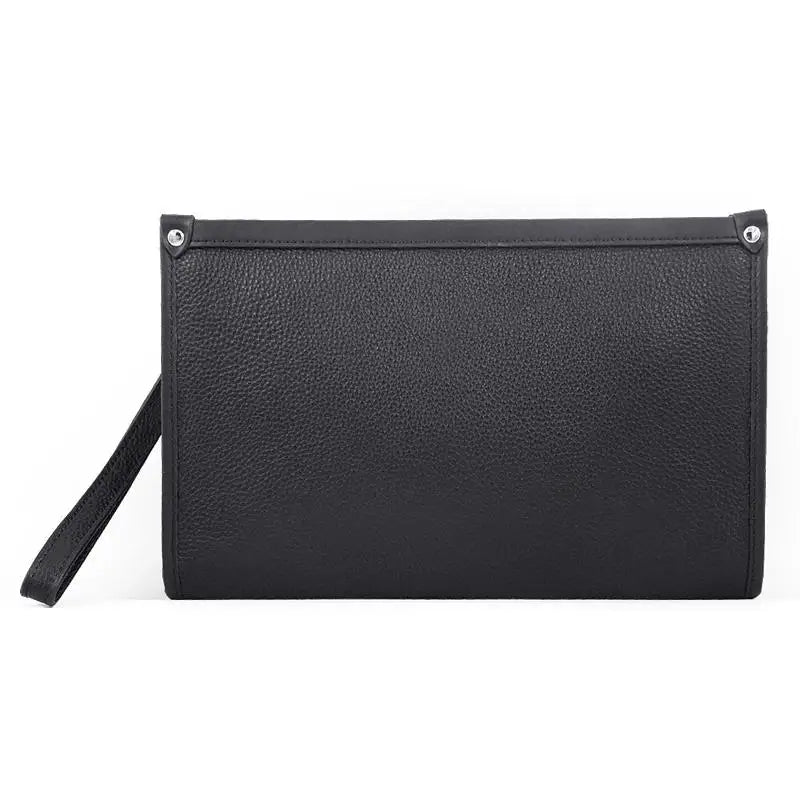 Herren Echtleder Business Clutch mit Fingerabdruckschloss – Schwarz