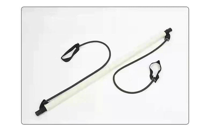 Fitness-Widerstandsband mit Griffen, schwarz-weiß, für Krafttraining und Heimtraining.