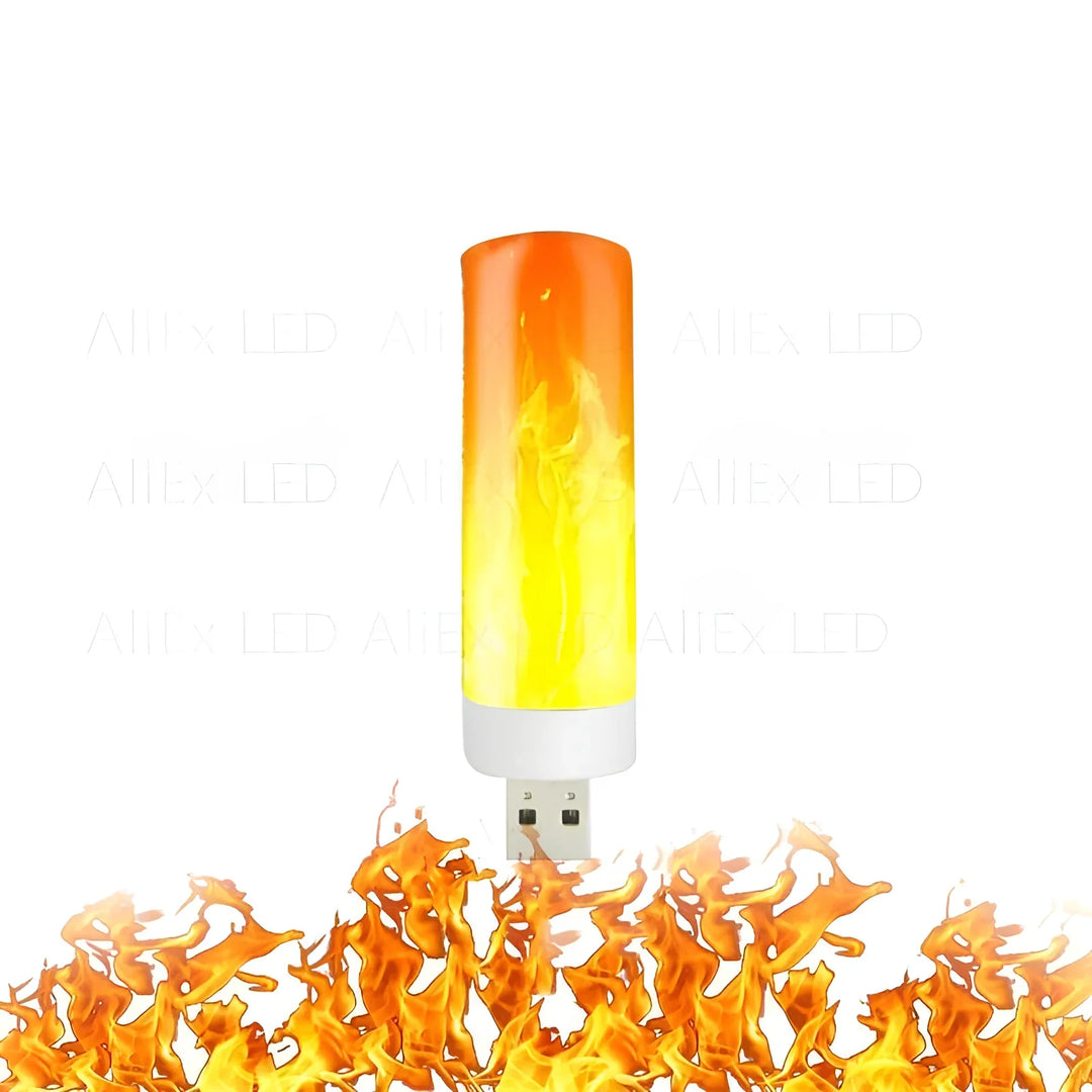 LED-Flammenlampe USB, orange-gelb, realistische Flammeneffekte, dekorative Beleuchtung.