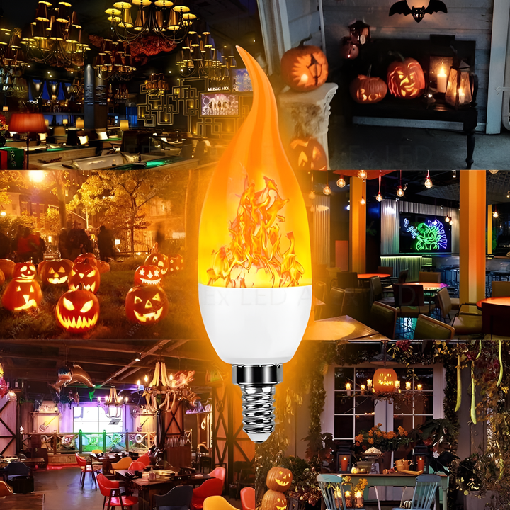 LED-Flammenlampe, E14, dekorativ, warmweiß, ideal für Halloween-Dekorationen, Innenbeleuchtung.