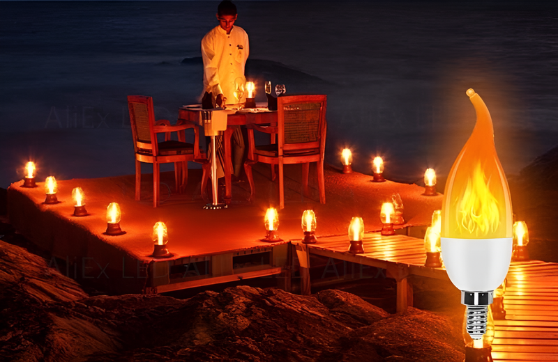 LED-Flammenlampe E14, warmweiß, dekorativ, energiesparend, ideal für romantische Beleuchtung.