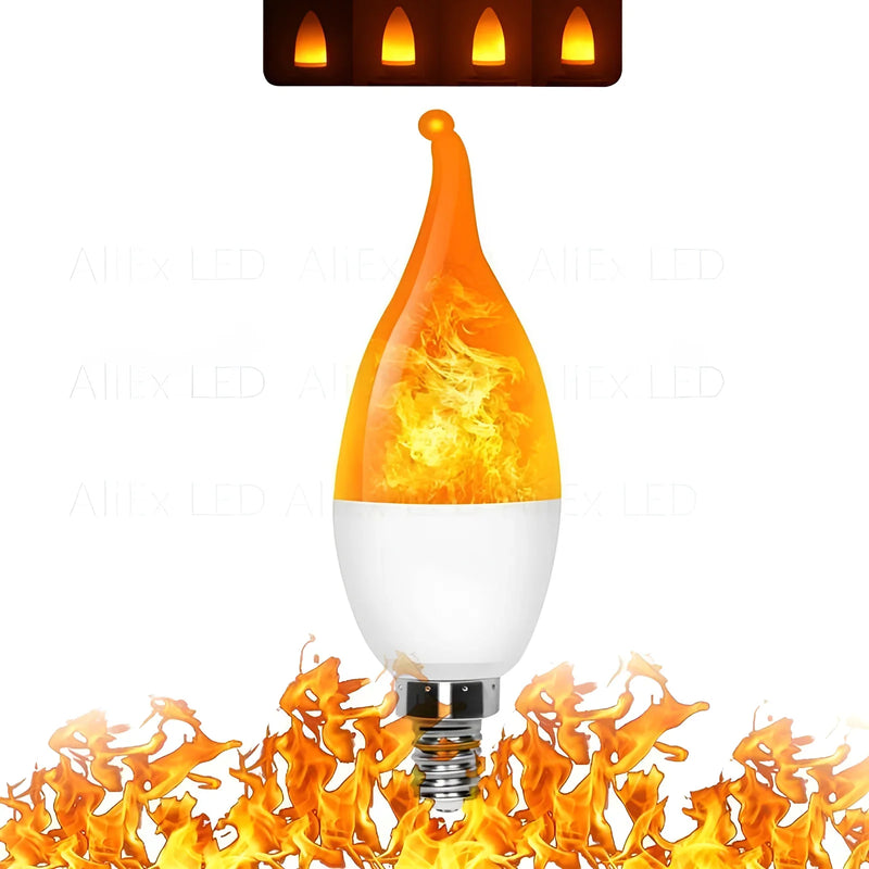 LED-Flammenlampe E14, orange, flackernd, energiesparend, dekorativ, für stimmungsvolle Beleuchtung.