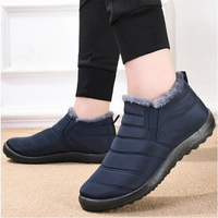 Dunkelblaue Fleece-Stiefeletten für Damen, warm, rutschfest, ideal für Winterwetter.