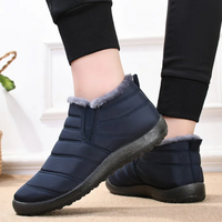 Dunkelblaue Fleece-Stiefeletten, warm, rutschfest, ideal für Winter, Damenmode.