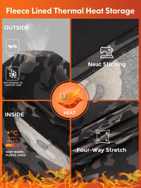 Fleecegefütterte Thermohose, Camouflage, warm, dehnbar, hochwertige Verarbeitung, Outdoor-Bekleidung.