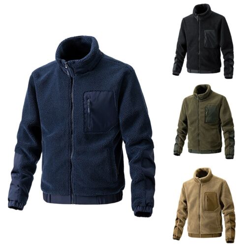 Fleecejacke Herren, blau, schwarz, oliv, beige, Reißverschluss, warm, Outdoor-Bekleidung.