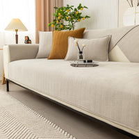 Beige Fleecedecke Antirutsch für Sofa, 70x120cm, Wohnzimmer, modern, gemütlich, Pantino.
