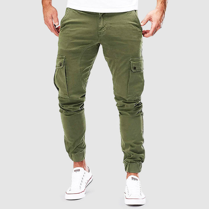 Grüne Cargohose Herren, Sommer, Baumwolle, Taschen, Freizeitmode, lässig, bequem.