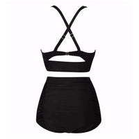 Schwarzes Bikini-Set mit Haltertop und hoher Taille – Alina