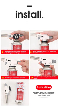 Gasanzünder Installationsanleitung, Schritt-für-Schritt, Sicherheitsvorkehrungen, roter Hintergrund.