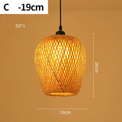 Rattan-Hängelampe, 19cm, E27-Fassung, warmes Licht, Boho-Stil, Wohnzimmerbeleuchtung