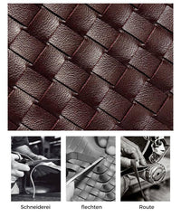 Geflochtene braune Ledertasche, handgefertigt, hochwertige Handtasche, Modeaccessoire.