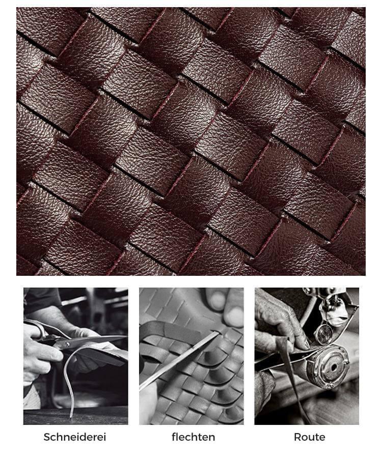 Geflochtene braune Ledertasche, handgefertigt, hochwertige Handtasche, Modeaccessoire.
